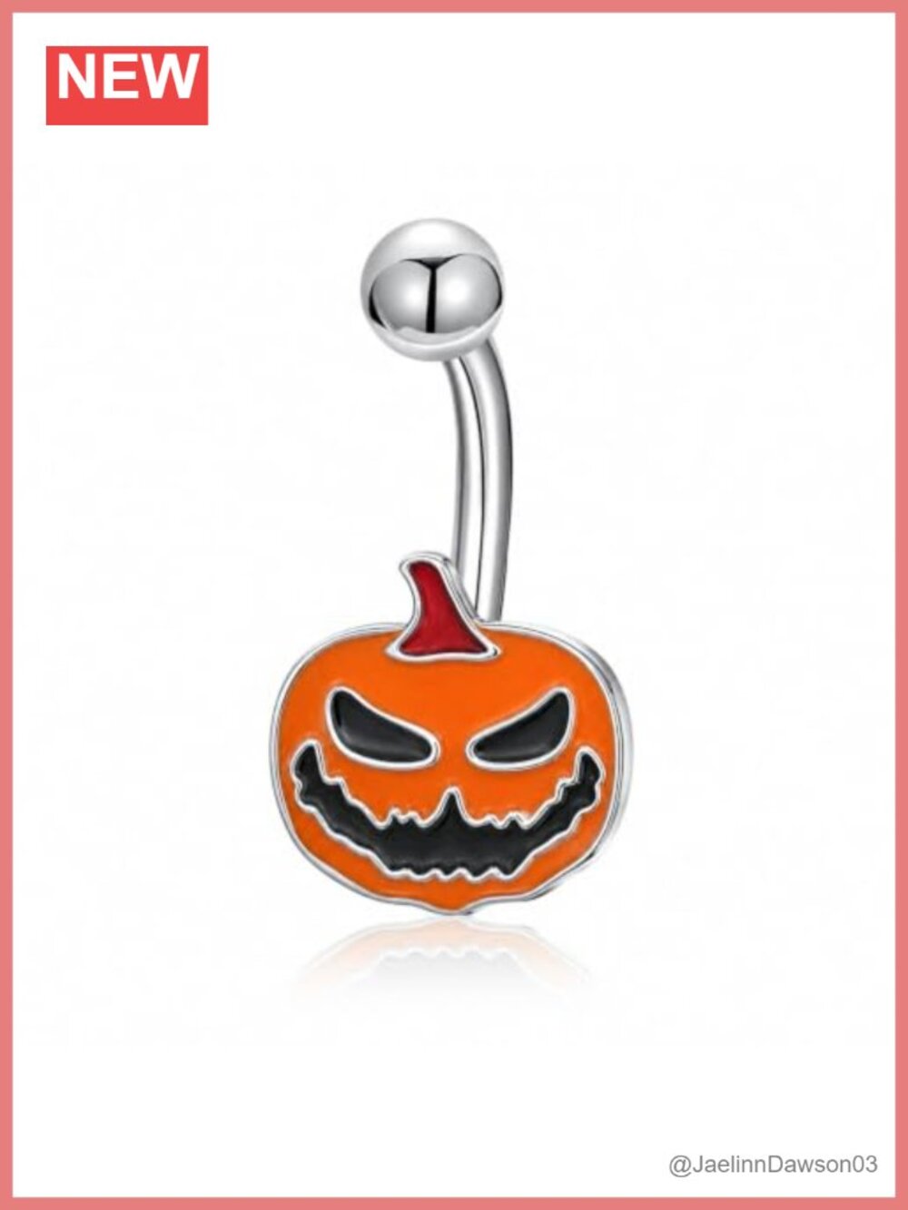 925 Sterling Silver Pumpkin Skull Belly Button Ring Halloween Navel Piercing